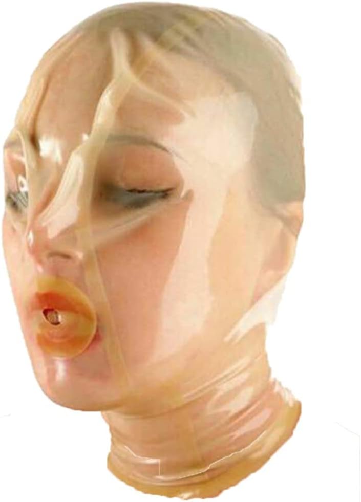 Latex Hood with Breath Control Hole for Play Suffocating Rubber Mask Back Zipper