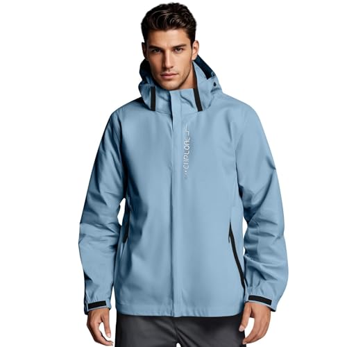 TOFOTL Männer Jacke Winter Winter Durchsichtig Softshelljacke Für Herren Rain Cape Regenmantel Hardshelljacke Hardshelljacken Softshell Kurtka Jesienna Meska Dünne Regenjacke Herren Blau L