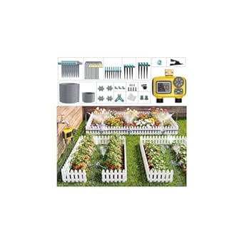 172FT Drip Irrigation System Kit with 2 Zone Water Timer, 1/2