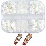 ESJNNK 花 ネイルパーツ 約90個セット 3D 立体 薔薇 6mm 8mm カメリア ローズ ネイルアート ジュエリー ホワイトフラワー DIY 手作りアクセサリー 手芸 ハンドメイド 椿 バラ デコパーツ 収納ボックス付き