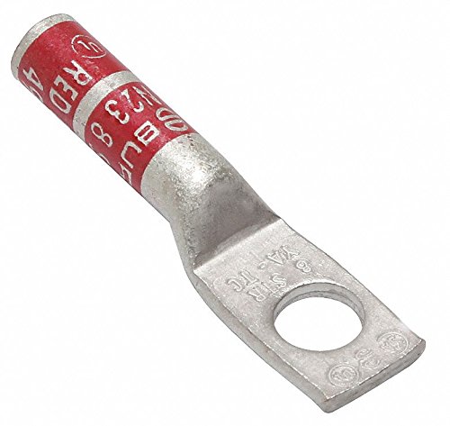 BURNDY 8 AWG One-Hole Lug Compression Connector, Straight Barrel, Red