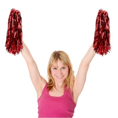 Pompons cheerleading rouges indispensables pour danse et gala - 4