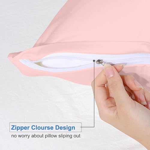 Image of Comfort Beddings 100% Organic Cotton Pack of 2 Travel Pillowcases 12x16 Soft Peach Pillow Cases with Zipper Closure, Crisp Percale Weave, Soft & Cooling Pillow Covers (Size-12x16, Soft Peach)