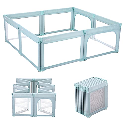 Jolan Baby Playpen Foldable,Safety Playard for Toddlers,Baby Fence with Breathable Mesh and Zipper Door,Fall-Resistant Playpen for Indoor Outdoor Kids Activity Center,Many Sizes,Green-120×120cm