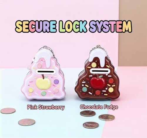 Image of Sajani Cute Cartoon Creative Portable Piggy Bank, Money Saving Box with Combination Lock, Mini Coin Bank Gifts for Boys and Girls, Best Return Gifts for Kids (Pack of 1) (Cake - Brown)