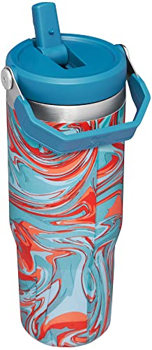 Image of Stanley IceFlow Flip Straw Tumbler with Handle 30 oz | Twist On Lid and Flip Up Straw | Leak Resistant Water Bottle | Insulated Stainless Steel |BPA-Free | Pool Swirl