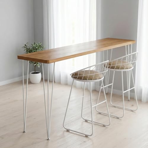 NOBBAT Barra de Desayuno para Cocina, Mesa de Bar, Mesa Auxiliar para Desayuno, Mesa de Bar con Estructura metálica, 2,5 cm de Grosor, soporta hasta 150 kg(Golden Oak+Black Frame,160x40x100cm)