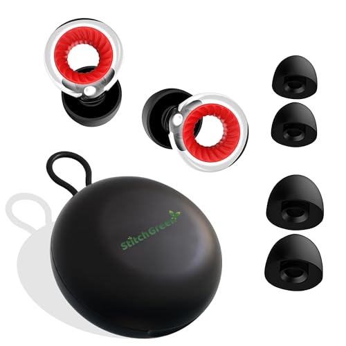 Noise Reduction Ear Plugs for Concerts - High Fidelity Hearing Protection for Focus, Sleep & Noise Sensitivity - Ultra-Soft, Reusable Silicone - 6 Ear Tips in S/M/L, 26dB NRR, Sleek Design (Red)