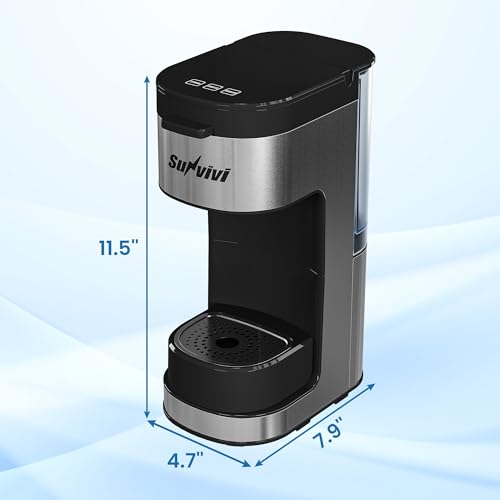 SUNVIVIPRO 3-in-1 Single Serve Coffee Machine Brewer for K Pod Pods, Ground Coffee, and Teas, Iced Coffee Maker with Removable Water Reservoir 6 to 14oz, 2 Cup Trays, Self-Cleaning Function - Black