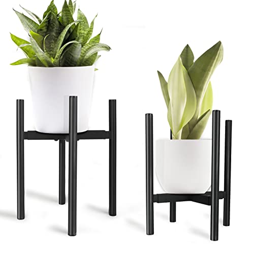 Oroonoko 2 Pack Large Plant Stand, Adjustable Metal Potted Plant Stand Holder With Adjustable Width Fits 8-16Inch Mid Century Expandable Pot Indoor Dispaly #TOP11