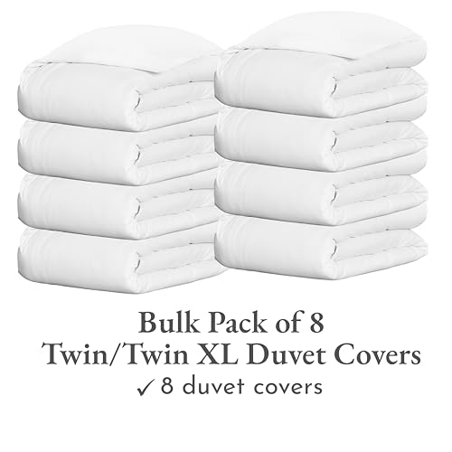 Image of California Design Den Bulk Pack of 8 Twin /Twin XL Size Duvet Covers (Not a Set) - 400 Thread Count 100% Cotton Sateen, Case Includes 8 Duvet Covers Only (White)