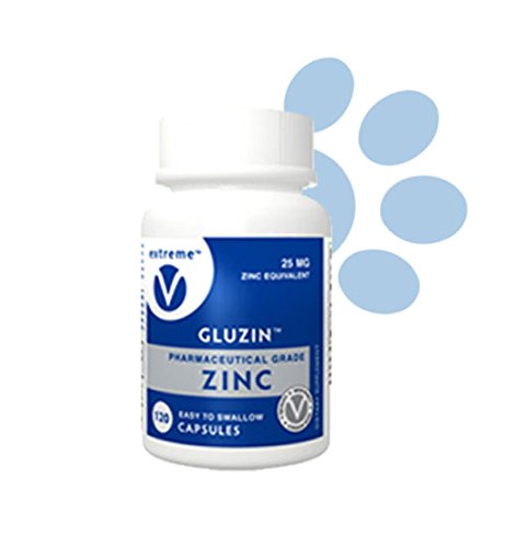 animal V, Inc Gluzin 25mg ZINC Gluconate for PET Zinc Deficiency - Pharmaceutical Grade Zinc, Smaller Easy to Swallow Capsules