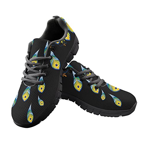 Chaussures de course pour homme à motif plume de paon stylées pour vos séances de gym