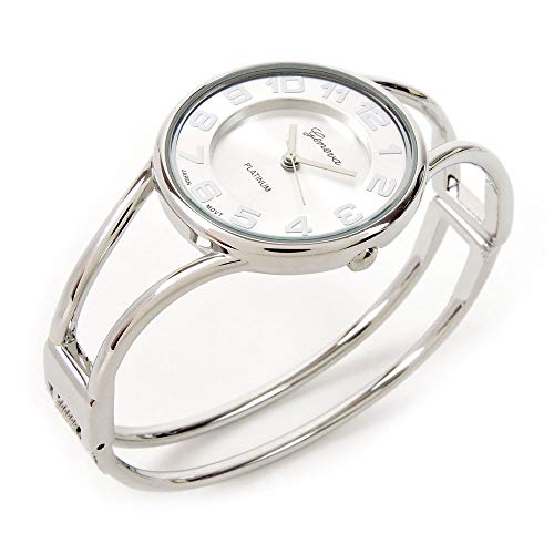 Stc STC06 Silver Round Face Metal Double Band Fashion Women'S Bangle Cuff Watch thumb #3
