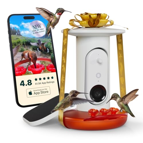 Birdbuddy Smart Solar Pro Hummingbird Feeder with Camera - AI Bird Identification, 2K Video, 5MP Photos, Outdoor Hanging, Gift for Bird Watching