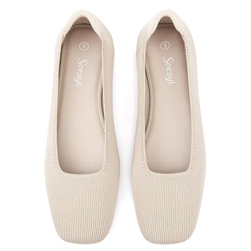 Soesyi Women's Mary Jane Ballet Flats Washable…