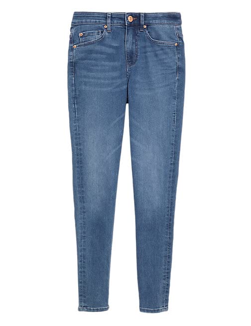 Image of Marks & Spencer Womens Light Wash High Rise Skinny Fit Jeans