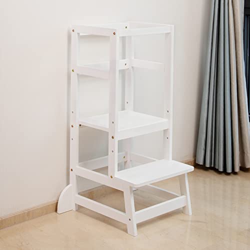 Shefa Kids Lernturm Aus Birke - Höhenverstellbarer Montessori Lernstuhl