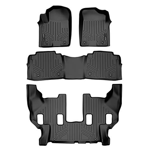 SMARTLINER Custom Fit Floor Mats 3 Row Liner Set Black for 2017-2018 Armada / 2011-2013 Infiniti QX56 / 2014-2018 QX80