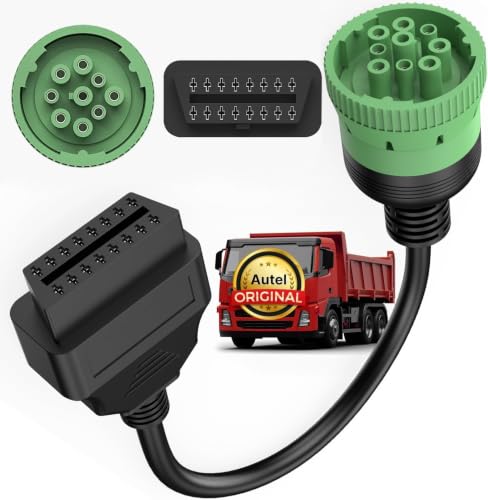 Autel Original J1939 to Obd2 Adapter, Type 2 J1939 9pin Connector to 16pin | Cable for Heavy Duty Trucks Scanner and Commercial Vehicles