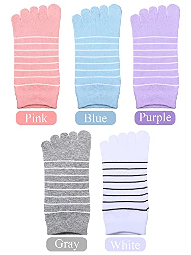 Image of Sintege 5 Pairs Stripe Toe Socks Women Colorful Finger Sock with Toes Separated Ankle Socks for Athletic Running Women Men