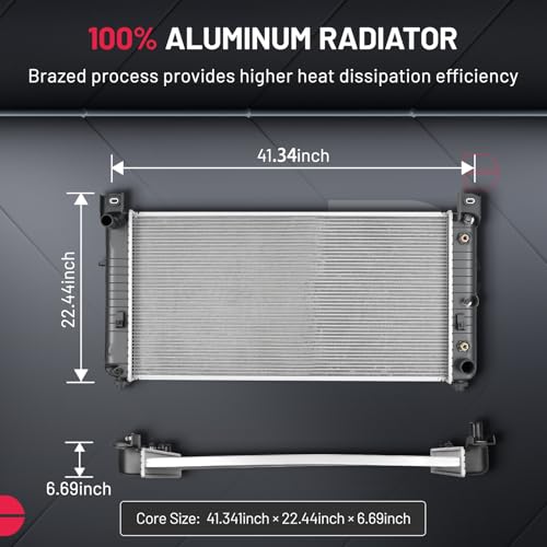 Image of BDFHYK Radiator for Chevrolet Silverado Sierra 1500 1999-2013, for Chevrolet Tahoe Suburban 1500 2000-2014, for GMC Yukon Cadillac Escalade 2002-2014, Aluminum Core, CU2423 2423 15193108