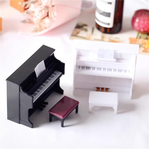 Miniatur Schwarze Klavier & Hocker Simulative Piano Modell Puppenhaus Dekoration Zubehör Mini Ornament Haus Garten Möbel Deko