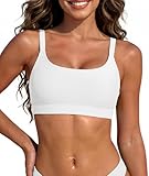 American Trends Women's Classic White Bikini Top with Padded Crop Swimsuit Top Only White M