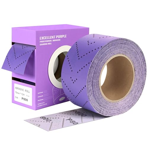 Image of 800 Grit Hook and Loop Sandpaper Roll, 2-3 /4 inch x 13 Yard Wet Dry Sanding | Polyester Film Backing Sand Paper Sheets, Water and Oil Resistant Anti-Clogging, Ceramic Abrasive for Automotive Metal Wood