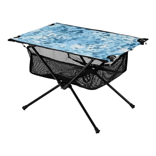 Mesa plegable para camping exterior con estampado de leopardo azul SDMKA