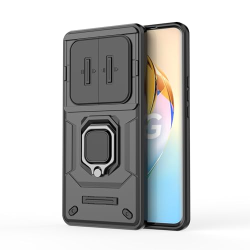 Image of TPU+PC Camshield Pro Case With Slide Camera Protection And Ring Stand Bumper Back Case Cover For Honor X9B 5G (Black)