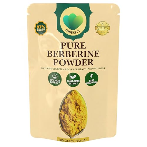 Dibesity 97% Pure Berberine Powder | 100g Plant-Based Extract Highly Potent | 500 mg Per Serving | Gluten-Free Vegan Lab-Tested