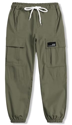 Image of Cromoncent Girls&Womens Cargo Pants Elastic Waist Lightweight Outdoor Jogger Pants, 6 Years - XX-Large