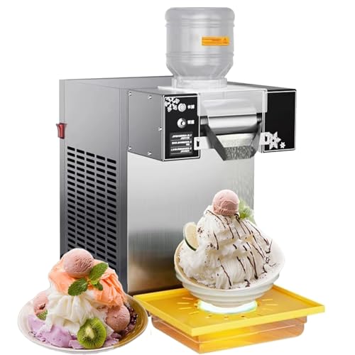 Commercial Snow Ice Machine, Speed Adjustable Snowflake Ice Maker, Stainless Steel Ice Shaver for Snow Cones, Ideal for Ice Cream Shops & Snack Bars (60KG)