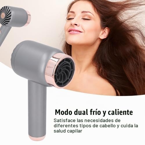 CHICIRIS Secador de Pelo Iónico, Secador Inalámbrico con Tecnología Iónica Avanzada con Batería de 1500 MAh y Motor de Alta Potencia, para un Secado Rápido en el Salón de Viaje en Casa (gris oscuro)
