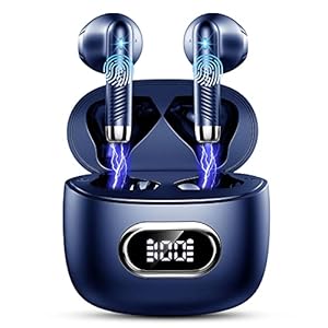 Bluetooth Kopfhörer, Kopfhörer Kabellos Bluetooth 5.3 In Ear Kopfhörer mit 4 HD Mic, 2024 Kabellose Kopfhörer 42Std ENC Noise Cancelling Earbuds Tiefer Bass, IP7 Wasserdicht Ohrhörer LED-Anzeige Blau
