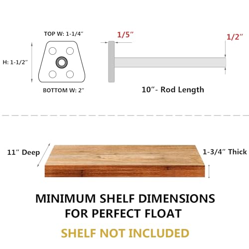 Neodrop ND-1210HFSB 12-Pack 10 Inch Hidden Floating Shelf Bracket, Heavy Duty Blind Shelf Support Hardware | Invisible Wall Brackets For Kitchen, Fireplace Mantel Wood Shelves thumb #1