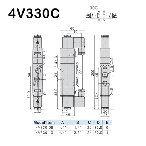 Électrovanne 4V130C-06 DC24V pour stopper les fuites d'air comprimé