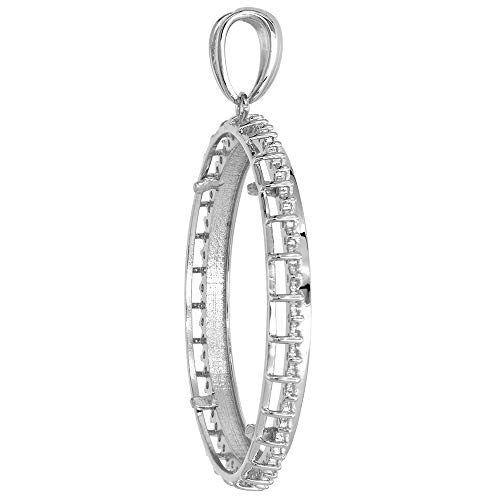 Sterling Silver Cubic Zirconia Silver Dollar Bezel CZ Halo 38 mm Mexican Olympic Coins Prong Back Coin NOT Included3