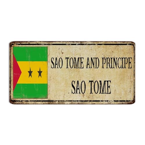 São Tomé et Principe SAO TOME - Panneau en métal amusant - Tendance - Chic - Souvenir national - Décoration murale de route - Pour garage, jardin, cuisine - 15,2 x 30,5 cm