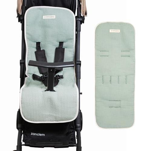 Colchoneta Silla Paseo Universal Mimuselina | Colchoneta Carro Bebe Universal de 100% Algodón OEKO-TEX | Transpirable y Lavable | Para Verano e Invierno | Hecho a Mano en España