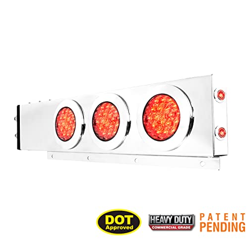 Image of GG Grand General 91023 Spring Loaded Stainless Steel Mud Flap Hanger with Red /Clear LED Light, 2.5 Inches Bolt Spacing, Pair