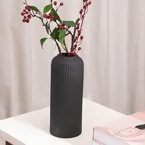 The Decor Mantra Modern Decorative Vases for Home Decor | Centerpieces | Kitchen | Office or Living Room with Unique Quality for Home Decor Center Table, Flowers Pot (Large Vase, Black)