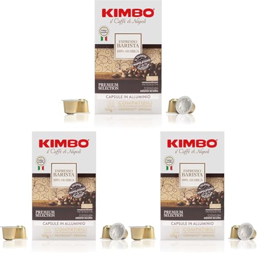 Kimbo Capsule Compatibili Nespresso* Original in Alluminio - 30 Capsule - Espresso Barista 100% Arabica (Confezione da 3)
