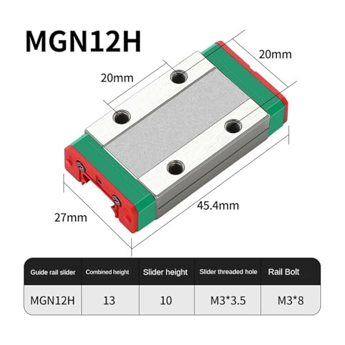 Guía lineal MGN12 de alta resistencia con dos soportes MGN12H estables 2