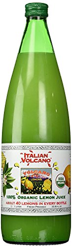 Volcano Bursts Organic Italian 100% Organic Lemon Juice In Glass Bottle, 33.8 oz