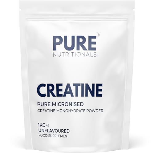 Pure Nutritionals Creatine Monohydrate Powder 1Kg - Unflavoured 100% Pure Micronised Creatine for Strength Power & Muscle Performance Easy to Mix Creatine Powder | 284-142 Servings