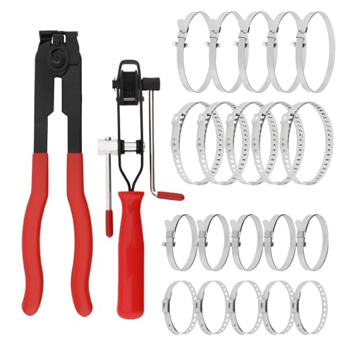 ePathchina CV Joint Boot Clamp Pliers Kit Clamp Pliers & Ear Clamp Banding Tool with 20PCS CV Boot Clamps Ear Type/No hole, Adjustable Axle Joint Crimp Tool for UTV ATV Most Cars