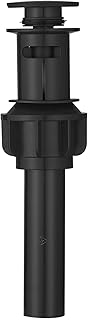 Bathroom Sink Drain with Overflow, Matte Black Pop Up Drain Stopper Lavatory Vanity Vessel Sink Drain, Fits Standard Drain Hole Anti Clog Plastic Pop-up Sink Drain Stopper
