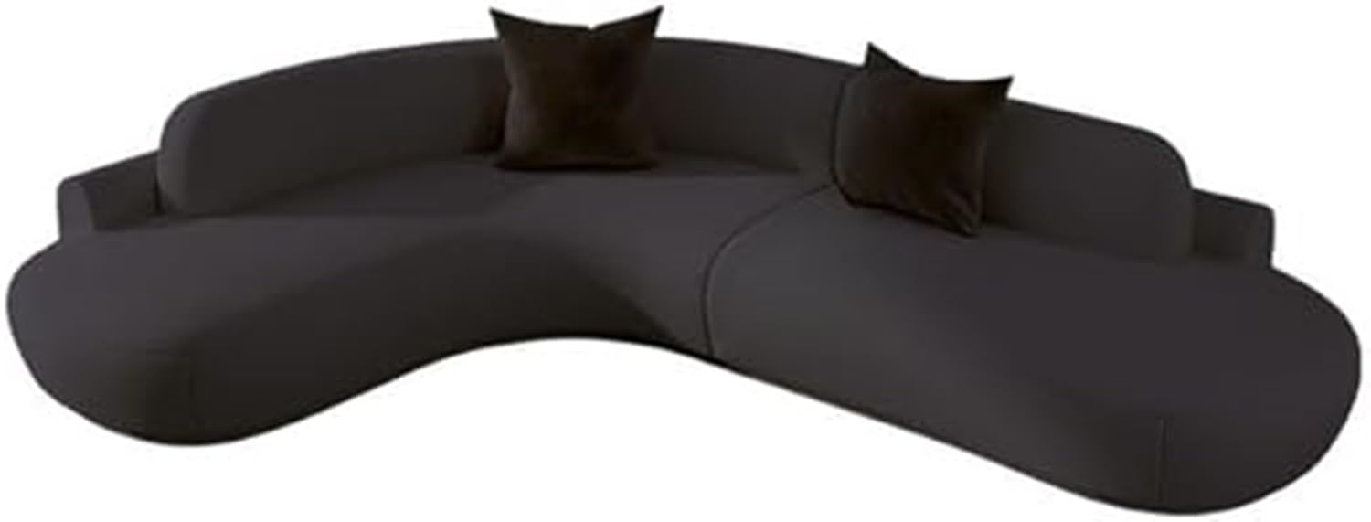 Ripple FURNITURE Modern Curved Sectional Sofa, Luxury Upholstered, Contemporary Design with Throw Pillows (Black)